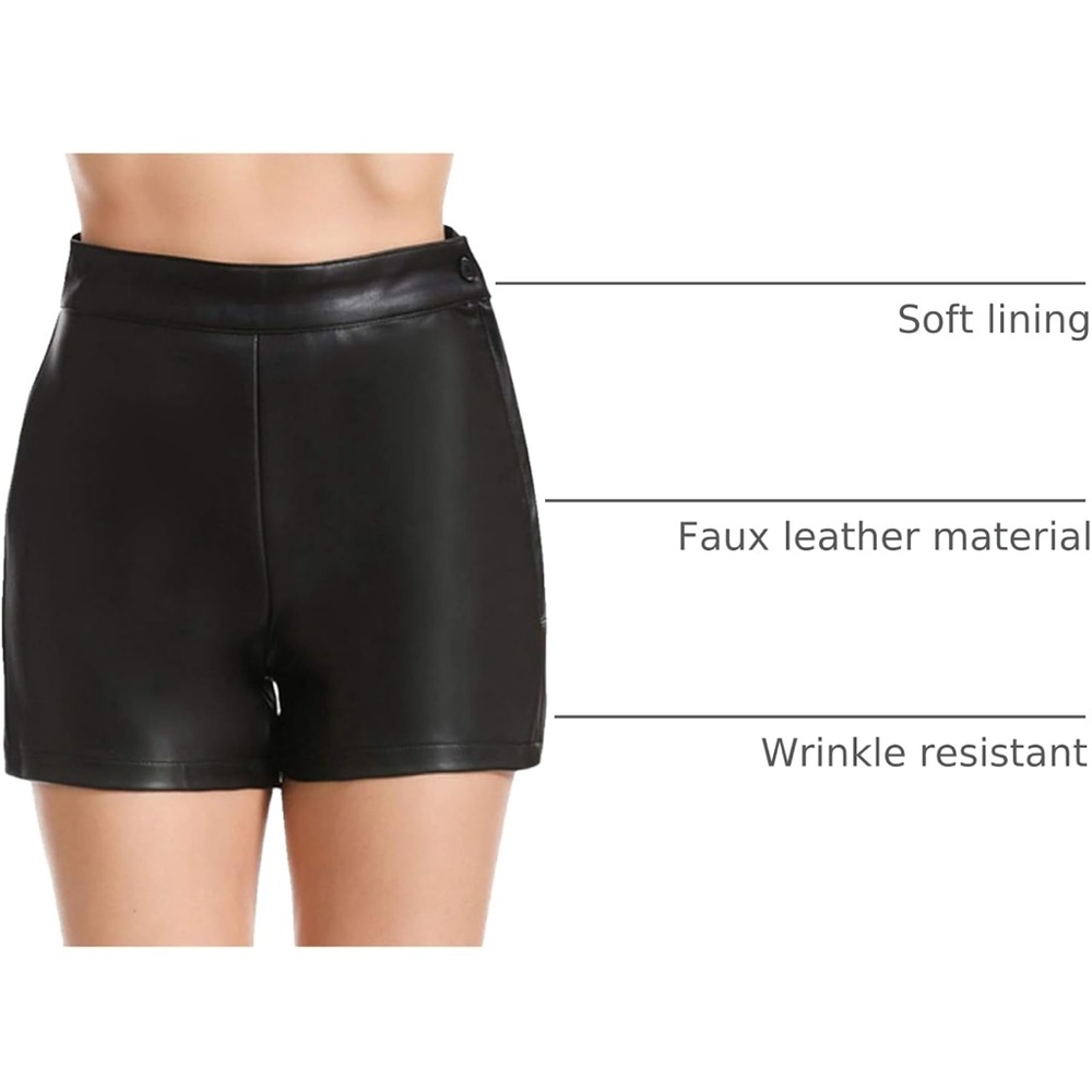 High Waisted Faux Leather Black Shorts Medium - Picture 8 of 9